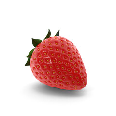 Single Fresh Strawberry ,3d, transparent background, png