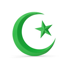 Obraz premium Crescent Moon and Star Islamic Symbol ,3d, transparent background, png