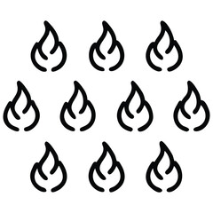Collection of burning hot fire and flame vector icons