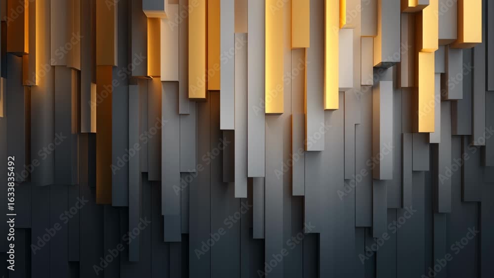 Poster dynamic modern abstract wall design featuring vertical gray and gold elements for stunning visual