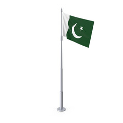 Pakistani Flag on Pole, National Symbol ,3d, transparent background, png
