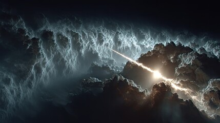 Luminous Streak Across Dark Cosmic Nebula