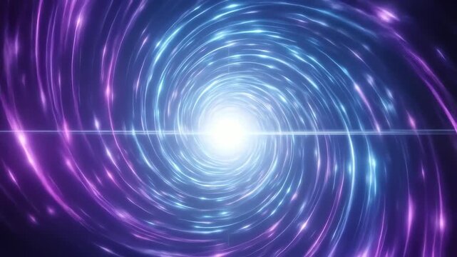 Swirling vortex of light with purple and blue hues