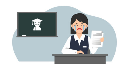 Distraught Educator With Challenging Student Performance Review And Graduation Dreams