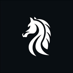 horse icon vector in white on black