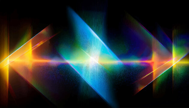 Rainbow crystal light leak flare reflection vector illustration. Lens colorful set. Iridescent crystal leak glare reflection effect. Optical rainbow lights, glare, leak, streak overlay.