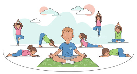 Children Doing Yoga Poses For Mental Health And Physical Wellbeing