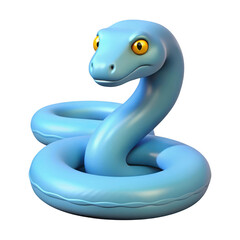 Fototapeta premium 3d cartoon blue snake creature isolated on transparent background
