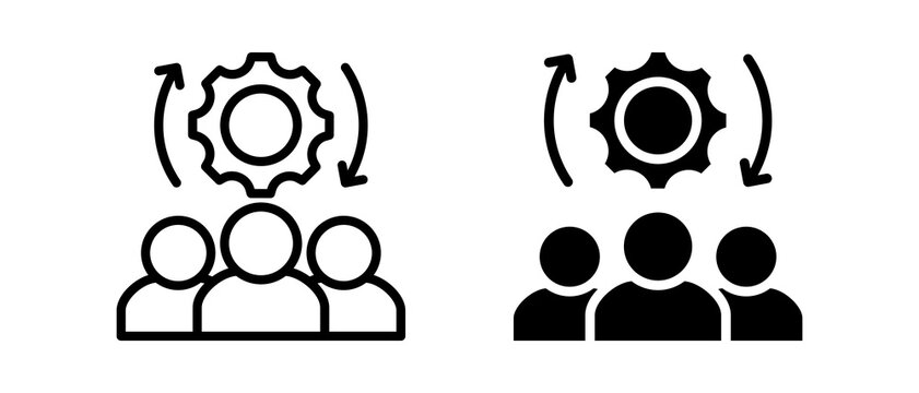 Team Management multiple icon set of two.line and glyph vector illustration
