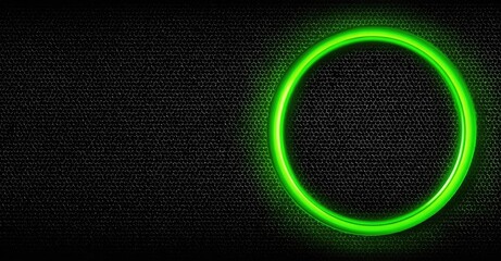 Glowing green neon circle on dark fabric