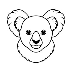 Obraz premium Illustration of a koala head with fluffy ears in black and white