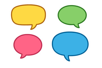 Colorful Cartoon Speech Bubbles Vector Set. Blank Talking Balloons Clipart. Communication Templates for Messages. Comic Chat Icons Collection. Dialogue, Conversation, Dialog Box Design Elements