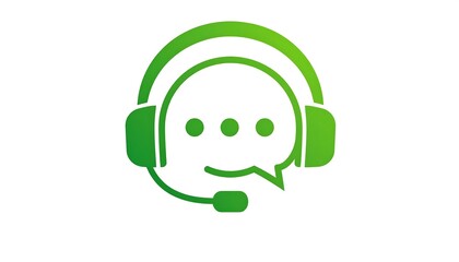 Gradient green headset icon with a speech bubble, symbolizing customer support or communication