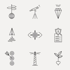 Mission vision value icon set