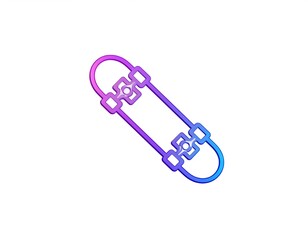 Gradient-colored skateboard icon, angled view