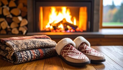 Cozy Winter Evening by the Fireplace: Warmth, Comfort, and Relaxation