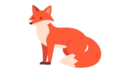 Fototapeta premium Sitting red fox illustration