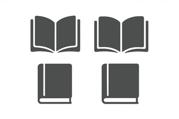 Book icons set. Open and closed book silhouette symbols, flat vector illustration. Library, reading, education, learning, literature, textbook, knowledge concept isolated on transparent background.