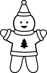 Festive Gingerbread man cookie thick line icon vector.
Simple Christmas holiday ginger cookies outline.
Transparent background.