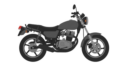 Fototapeta premium Stylized illustration of a vintage-inspired two-wheel vehicle, a classic gray motorcycle with a detailed engine and exhaust, ideal for design projects and transportation themes.