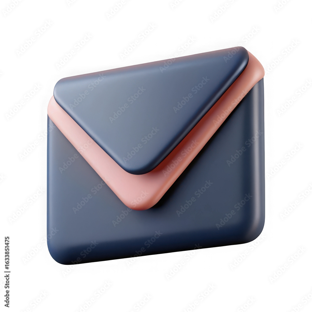 Poster 3d render of a stylized email envelope isolated on transparent background