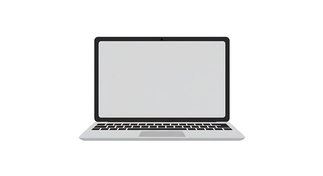 Sleek modern laptop with a blank empty screen for mockup presentation. Digital device and technology concept isolated on a white background. - Powered by Adobe