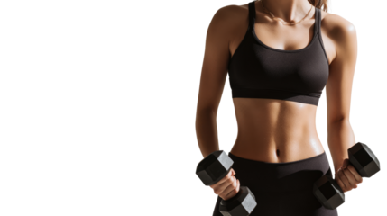 Fit woman lifting dumbbells in activewear, showcasing strength and determination.