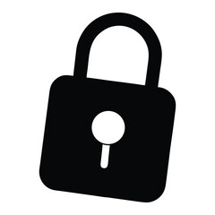 Black padlock icon with white keyhole on white background security safety