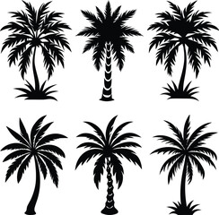 Vector illustration of palm tree silhouettes against a tropical sunset, perfect for a summer beach vacation design