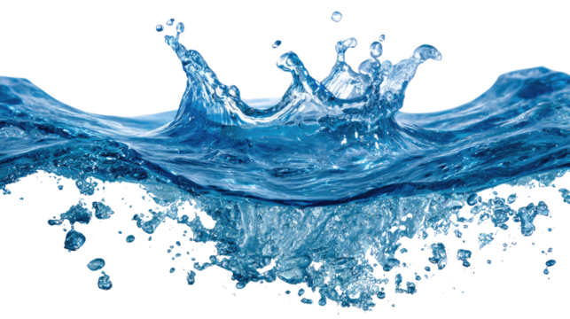 A vibrant splash of clear blue water against a black background, symbolizing freshness.