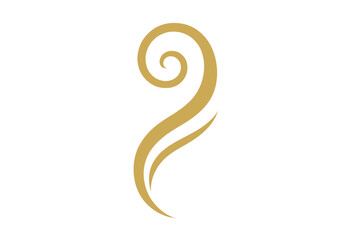Golden spiral curl abstract logo. Elegant swirl vector design. Luxury organic motif. Minimalist gold curving icon. Beauty salon, spa branding. Modern symbol, isolated on white background