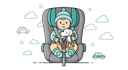 Baby's First Car Ride: A Safe And Secure Journey With A Cute Cloud Friend
