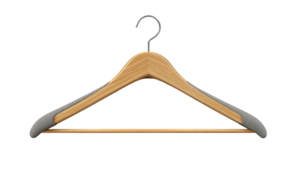 Wooden clothing hanger with metal hook