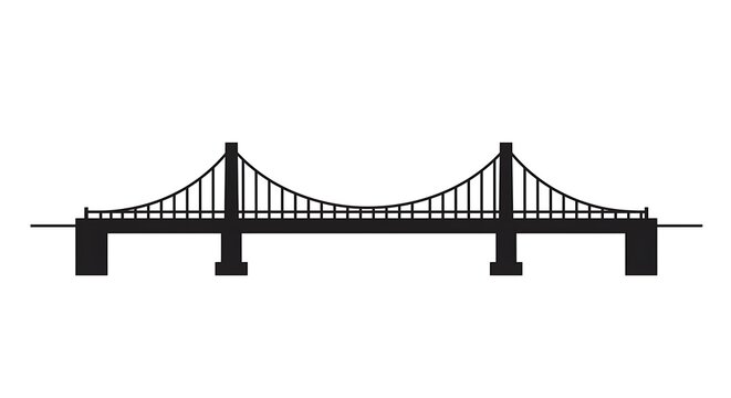 Silhouette of a Double Tower Bridge A Graphic Representation of Transportation Infrastructure