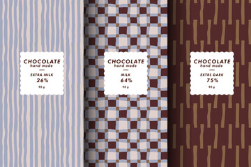 Vector set of templates contemporary abstract cover and patterns for chocolate and cocoa packaging . Minimal modern backgrounds