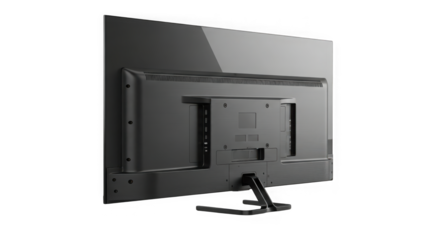 Rear view of a modern flat screen television on a stand