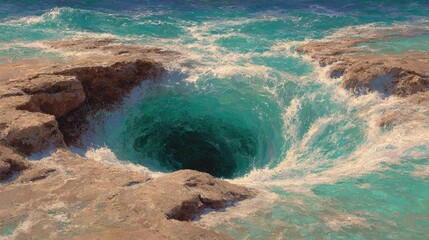 Ocean's deep turquoise vortex