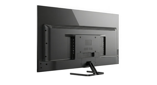 Rear view of a modern flat screen television on a stand