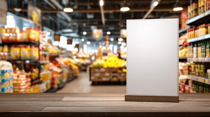 Empty promotional display mockup for grocery store or supermarket advertising. Ideal template for highlighting discounts