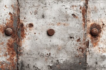 Oxidized panel metal rivets corrosion aged industrial rust weathered on transparent background