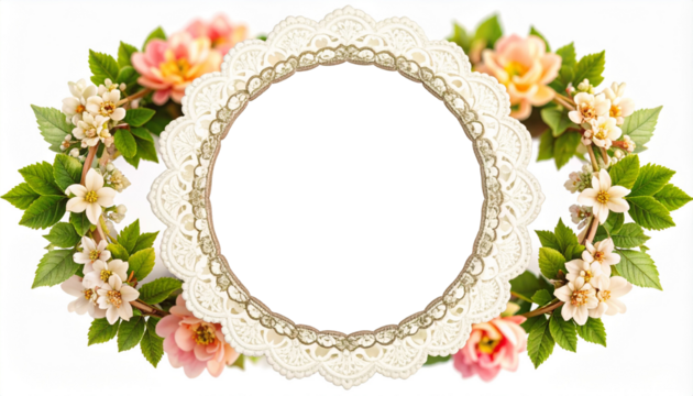 Isolated on white background, this aesthetic torn paper edge features a delicate floral ornament, creating an elegant and artistic design perfect for invitations, scrapbooking, decoration, or creative
