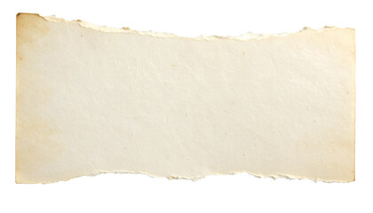 Antique, vintage, aged, torn paper texture isolated on a clean white background, featuring distressed, irregular, rough edges and natural yellowed tones &mdash; ideal for digital design, scrapbooking, colla