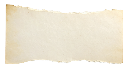 Antique, vintage, aged, torn paper texture isolated on a clean white background, featuring distressed, irregular, rough edges and natural yellowed tones — ideal for digital design, scrapbooking, colla