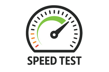 Internet speed test meter vector illustration, high speed broadband indicator, network connection speedometer, fast data rate diagnostic tool, download upload performance gauge icon, isolated graphic
