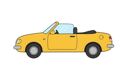 Yellow Convertible Car Illustration Side View Drawing