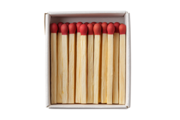 Box of matches with red tips isolated on transparent background