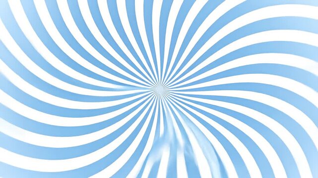 Hypnotic spiral of light blue and white rays emanating from a central point