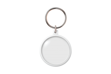 Blank round keychain pendant isolated on transparent background