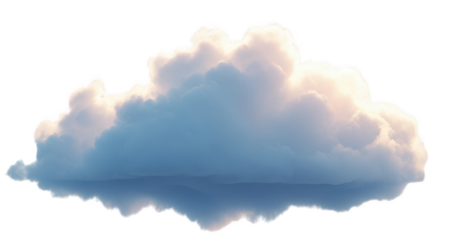 Fluffy cumulus cloud isolated on transparent background