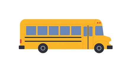 Iconic yellow school bus illustration, symbolizing education, student transport, and the beginning of a new academic year, ideal for back to school designs.